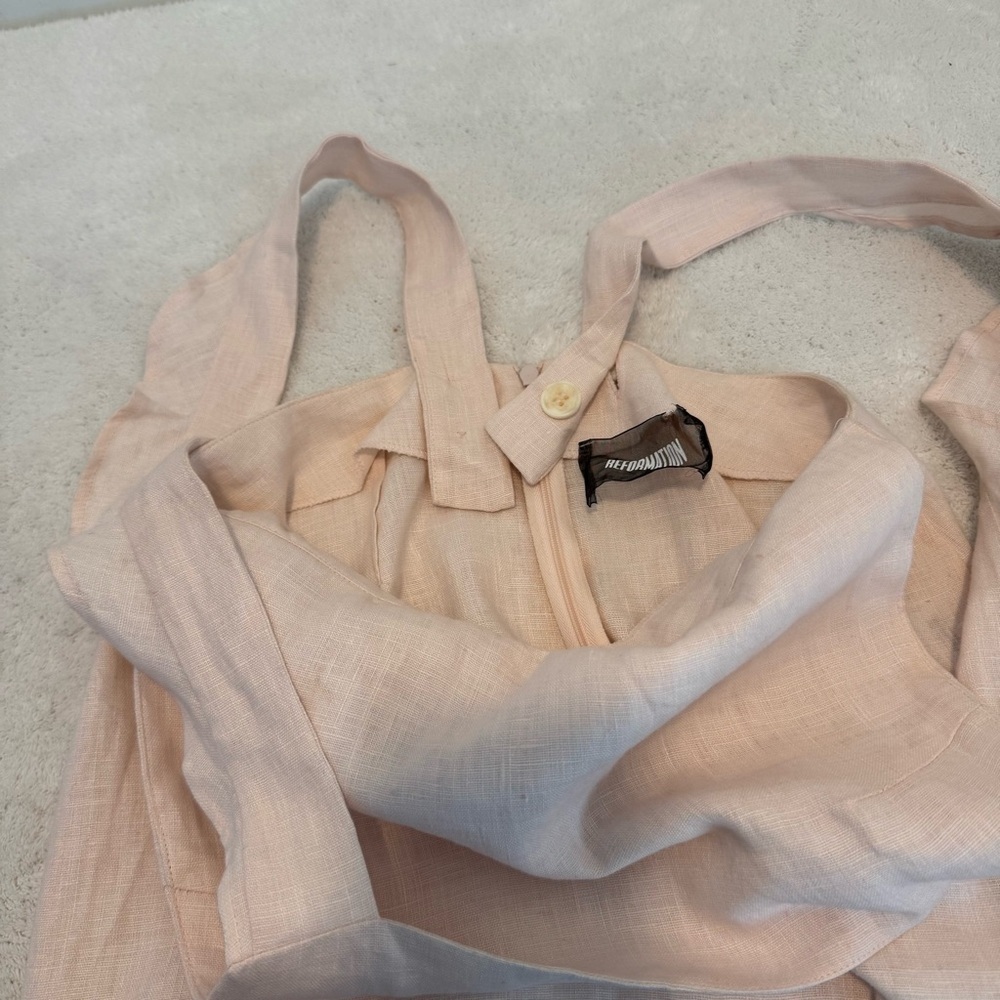Reformation Linen Midi Length Dress - Pink  size 4 - Picture 11 of 16
